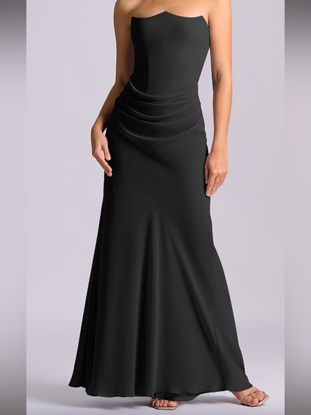 Azazie Strapless Black Formal Gown